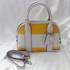 Coach Yellow and White Stripe Handbag/Crossbody Bag